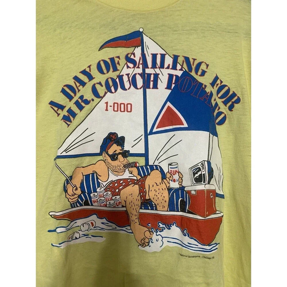 Vintage 80’s Stedman Men’s T-shirt Single Stitch Arms Mr. Couch Potato XL (LL20) - Picture 6 of 7